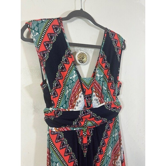 Maeve Dresses & Skirts - Maeve Maxi Dress Small Multicolor Geometric VNeck Cinched Waist Sleeveless Print